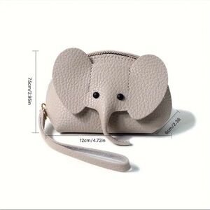 Mini Elephant Coin Purse Vegan Leather Zipper Wallet Wristlet NWT